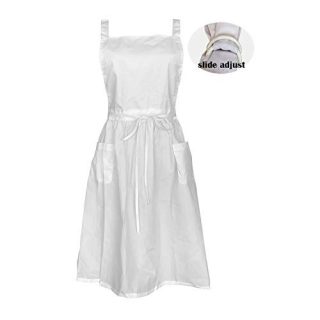 Cityelf Women Adjustable Cotton Home Kitchen Apron Maid Costume Vintage Pinafore Dress Bib Apron with Pockets