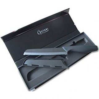 Best Serrated Knife - Tomato Knife - Razor Thin Slices - Advanced Ceramic Blade Never Needs Sharpening - Premium Black 6 inch Utility Knife with Safety Knife Sheath in Luxury Gift Box | by Cestari