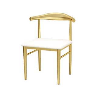 FABAX Dining Chairs Modern Light Luxury PU Dining Chair Home Chair Simple Leisure Cow-Corner Backrest Wrought Iron Chair Hotel Restaurant Kitchen Chairs (Color : White)
