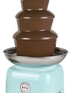 Nostalgia CLCF4AQ Retro Chocolate Fondue Fountain, 2-Pound Capacity, Easy to Assemble 4 Tiers, Perfect For Nacho Cheese, BBQ Sauce, Ranch, Liqueurs, Aqua