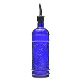 Retro Kitchen Olive Oil, Liquid Dish or Hand Soap Glass Bottle Dispenser ~ G181VF Cobalt Blue ~ Metal Pour Spout and Cork Included with Glass Bottle