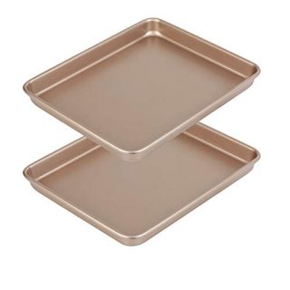 11 Inch Baking Sheets Pan Nonstick Set of 2, Walooza Cookie Sheet Replacement Toaster Oven Tray，Deep Size 1 inch Bakeware, Non Toxic & Heavy Duty & Easy Clean
