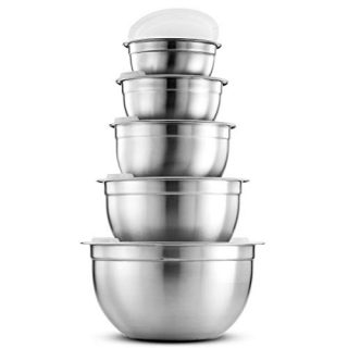 Premium Stainless Steel Mixing Bowls with Airtight Lids (Set of 5) Nesting Bowls for Space Saving Storage, Easy Grip & Stability Design Mixing Bowl Set Versatile For Cooking, Baking & Food Storage