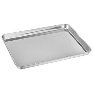 Baking Sheet, E-far Cookie Sheet Baking Tray Pan Stainless Steel Jelly Roll Pan, Non Toxic & Healthy, Rust Free & Mirror Finish, Easy Clean & Dishwasher Safe