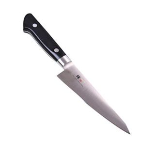 JCK Kagayaki Japanese Honesuki Boning Knife KG-4ES with 5.9-inch VG-1 high-carbon steel blade and ergonomic pakka wood handle, perfect for deboning poultry and filleting fish.