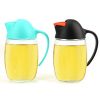 Lawei 2 Packs 21 oz Oil Dispenser Bottle - Automatic Cap Glass Olive Oil and Vinegar Bottle - Anti-Drip Dispensing Container for Kitchen