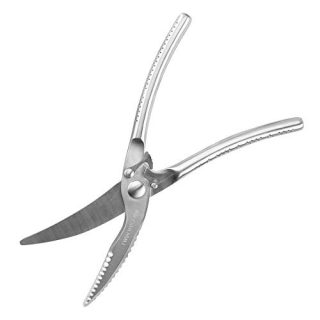 Twinwolf Heavy Duty Kitchen Scissors, Spring Loaded Poultry Shears Stainless Steel Chef Scissors for Bone, Chicken, Poultry, Fish, Food, Meat.(Silver)