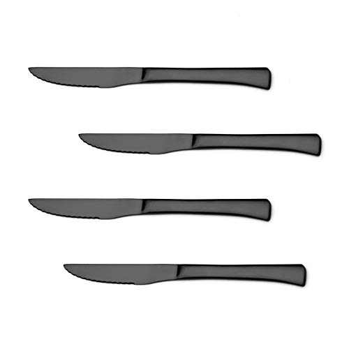 SHARECOKK Steak Knives Set of 4 - Stainless Steel Serrated Steak Knives, Kitchen Steak Knife Set, Dishwasher Safe