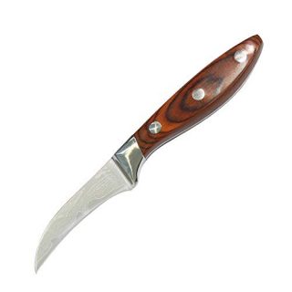 3-Inch Damascus Paring Knife with Damascus Steel Curving Blade and Pakkawood Handle, Sharp Fruit Knife Perfect for Peeling, Slicing and Trimming