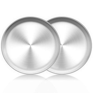 TeamFar Pizza Pan, 10 inch Pizza Pans Pizza Tray Stainless Steel for Oven Baking, Non Toxic & Healthy, Heavy Duty & Dishwasher Safe - 2 Pack
