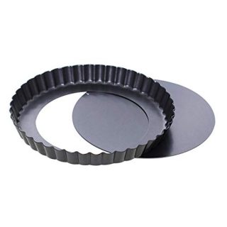 1PK 9 Inch Removable Bottom Non-Stick Quiche Pan Fluted Edges Loose Bottom Tart Pan Mini Pizza Pan Kitchen Oven Baking Tool for Baking Personal Mini Pies Pizza Homemade Cakes