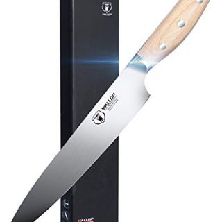 WALLOP 8'' Slicing Carving Knife - German 1.4116 High Carbon Stainless Steel Cleaver Sashimi Japanese Style Kitchen Knife - Non-Slip Ergonomic Wooden Handle