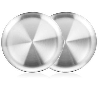 WEZVIX Stainless Steel Pizza Pan 10-Inch Pizza Baking Pan Pizza Tray Round Pizza Baking Sheet Oven Tray - 2 Pack, Heavy Duty & Non Toxic