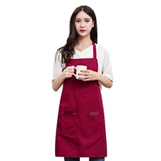 Celiy Canvas Pockets Apron Butcher Crafts Baking Chefs Kitchen Cooking BBQ Plain