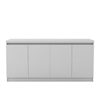 Manhattan Comfort Viennese Collection 6 Shelf Gloss Finished Long Buffet Cabinet / Dining Console with 4 Doors, White Gloss