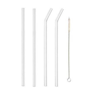 Glass Straws Clear 8 mm Drinking Straws Reusable Straws Healthy, Reusable, Eco Friendly, BPA Free, 4 Straws with Cleaning Brush