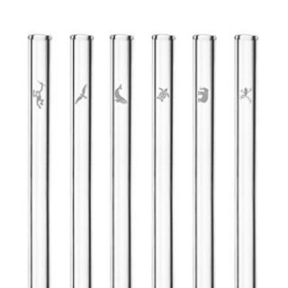 HALM Glass Straws - Earth Day Charity Edition - 6 Reusable Drinking Straws engraved with Endangered Animals - 20 cm (8 in) x 0.9 cm - Made in Germany - Dishwasher Safe - Eco-Friendly