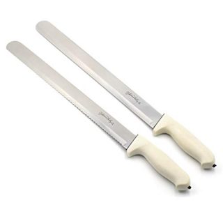 Ultimate Cake Knife Set including Professional 14" Stainless Steel Serrated And Non-Serrated Cake Knives - By Bakehouse Trading Co.