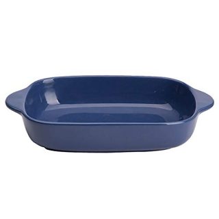 MDZF SWEET HOME Ceramic Baking Dish for Oven Individual Roasting Lasagna Pan Small Casserole Bakeware with Handle, Blue