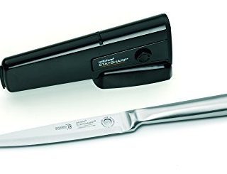 Wiltshire Stainless Steel Handle 15cm Utility Knife with Built in Sharpener and Locking Sheath