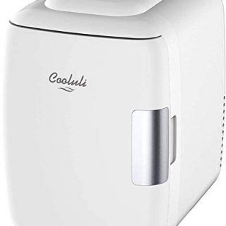 Cooluli Mini Fridge Electric Cooler and Warmer (4 Liter / 6 Can): AC/DC Portable Thermoelectric System w/ Exclusive On the Go USB Power Bank Option (White)