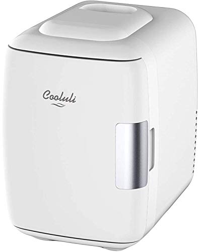 Cooluli Mini Fridge Electric Cooler and Warmer (4 Liter / 6 Can): AC/DC Portable Thermoelectric System w/ Exclusive On the Go USB Power Bank Option (White)