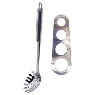 DGQ 2 Pieces Spaghetti Measurer Tool Kitchen Spaghetti Server Set Stainless Steel Pasta Spoon and Pasta Portion Control Gadgets with 4 Serving Portion Cooking Tool