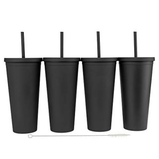 Double Wall Matte Plastic Bulk Tumblers With FREE Straw Cleaner