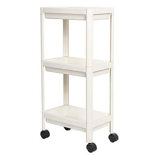 UUJOLY 3 Tier Rolling Storage Cart Mobile Wheels Shelving Utility Carts Organizer Perfect for Bathroom, Office, Kitchen, Bedroom, Laundry Room, Dressers, Dorm (3-Tier, White)