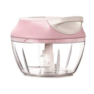 LXTaoler Manual Food Chopper, Garlic Chopper Kitchen cutting Tools, Hand Vegetable & Nut Chopper, Easy to Clean Food Processor for Veggie, Garlic, Meat, Salsa Maker, 430ml (Pink)