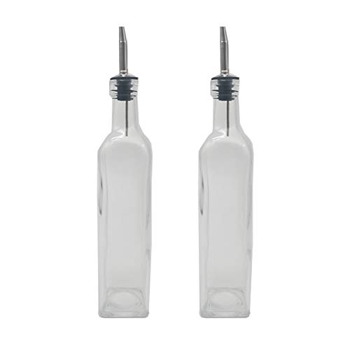 Square Tall Glass Bottle with Stainless Steel Spout