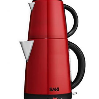 SAKI Turkish Tea Maker - 110 V, Stainless Steel Electric Tea Maker Machine, Keep Warm Mode, 2 in 1 Tea Kettle with Tea Infuser Tea Pot, 1.7 L
