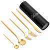Gold Utensils Set KiiZYs Modern Cutlery | 10-piece Flatware Sets Forks Spoons And Knives Set Stainless Steel Silverware Set| Rustic Kitchen Tableware Dinnerware Set Gift Box (Gold, Sets Service for 2)