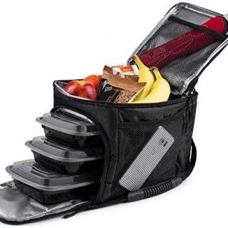 Rockland Guard - Insulated Meal Prep Bag Cooler - Portable Hot or Cold Lunch Box for Meal Management at Work, Gym or Travel. (Black)