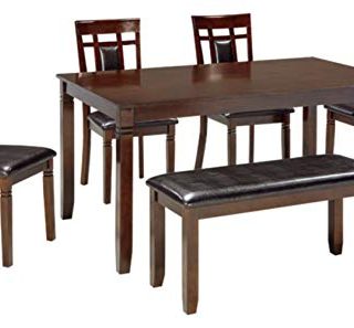 Signature Design by Ashley Bennox Dining Room Table and Chairs with Bench (Set of 6)