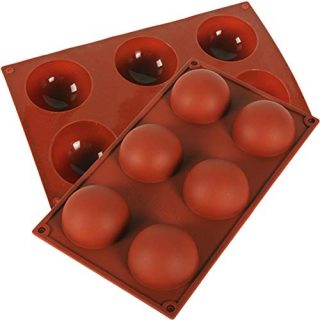 SAINGACE 2 Pack Silicone Pastry Baking Mold, 6 Holes DIY Baking Molds for Chocolate, Cake, Jelly, Pudding, Cupcake, No Stick 3D Half Sphere Mold Kitchen Bakeware Baking Pan, BPA Free (2 PCS)