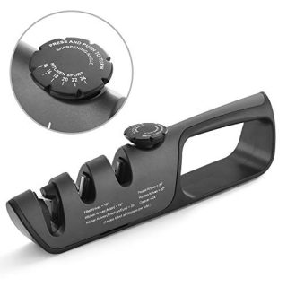 Knife Sharpener TANSUNG 3 Stage Kitchen Chef Knife and Scissor Sharpeners Restore Knives or Shears Blades Quickly Safely with Adjustable Angle Button for Various Household Knives Shear