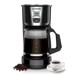 SHARDOR Drip Coffee Maker, 12 Cup Programmable Brew Coffee Machine 3.0, Automatic Start and Shut Off, Brew Strength Control, Warming Plate, Glass Carafe, 60oz, Black