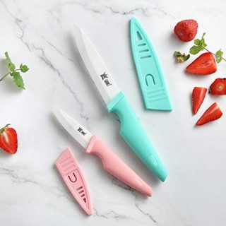 GUANCI Ceramic Chef's Knife&Paring Knife Set,3/5 inches Ceramic Blade with protective Sheath,Vegetarian Knife