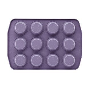 Paula Deen Speckle Nonstick Bakeware, Nonstick Muffin Pan / Cupcake Pan - 12 Cup, Lavender Speckle Purple