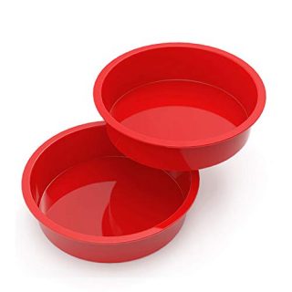 Round Cake Pans - Set of 2 - SILIVO Silicone Molds for Baking, Nonstick & Quick Release Baking Pans for Layer Cake, Cheese Cake, Rainbow Cake and Chiffon Cake - 9.5 inch Cake Pan