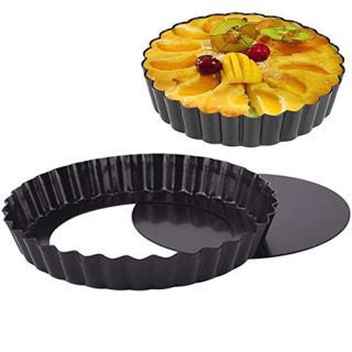 9 Inch Bakeware Round Tart, Removable Bottom Non-Stick Tart And Quiche Pans, Tart Pie Pan For Family Dinner Kitchen,Egg Tart, Cake, Fruit Pie, Thanksgiving, Halloween, Christmas (9 Inch)