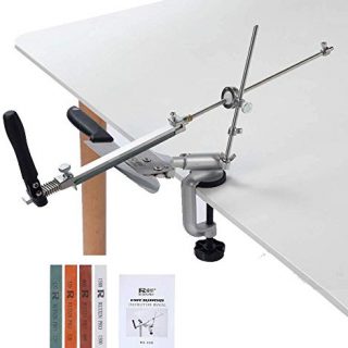 Professional Stainless Steel Kitchen Chef Knife Sharpener Pro RX-008, 360° Rotation Flip Design, Fixed-Angle Slicker Edge Sharpener, Home Sharpening Kit Abrasive Holding System Tools With 4 Whetstones