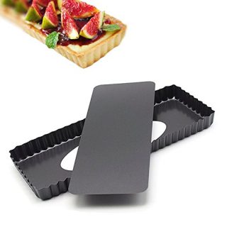14.4 Inches Removable Loose Bottom Non-Stick Rectangle Tart Pan - 14.4" x 5.9" x 1.2"