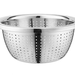 Small metal Colander Stainless Steel - pasta strainer for kitchen, Ideal for Vegetables Fruits or salad mixing, Heavy Duty & Dishwasher Safe (7.87" Diameter x 3.78" High)