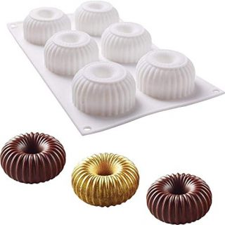 Silicone Molds Baking for Mousse Cake, 3D Baking Molds Dessert Molds for Pastry Truffle Pudding Jelly Cheesecake, Donut Shape, 6-Cavity