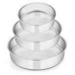 Cake Pan Set of 3 (6 inch/8 inch/9½ inch), E-far Stainless Steel Round Layer Cake Baking Pans, Perfect for Birthday Wedding Tier Cake, Non-Toxic & Healthy, Mirror Finish & Dishwasher Safe