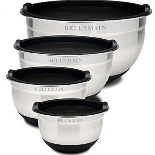 Bellemain Stainless Steel Non-Slip Mixing Bowls with Lids (4-Piece Set)
