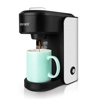 EZBASICS Single Serve Coffee Maker, K Cup Coffee Machine, Mini Coffee Brewer, Black, Single Cup Coffee Maker with Visual Water Reservoir