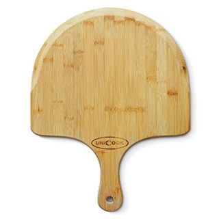 Unicook Bamboo Pizza Peel, Premium Pizza Paddle Spatula, Tapered Cutting Board with Handle for Baking Serving Homemade Pizza, Bread in Oven and Grill, Essential Kitchen Tools, 17.5"L x 11"W